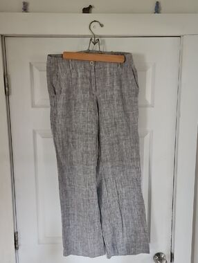 Talbots Light Gray Linen-Blend Pants 8